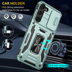 Armor Series for Samsung Galaxy S23+ Kickstand Impact Resistant PC + TPU Hybrid Cover Protective Phone Case with Slide Camera Protector
