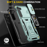 Armor Series for Samsung Galaxy S23+ Kickstand Impact Resistant PC + TPU Hybrid Cover Protective Phone Case with Slide Camera Protector
