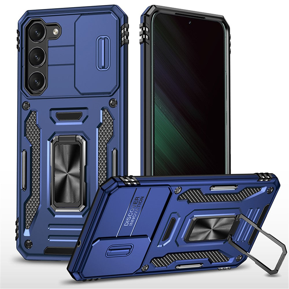 Armor Series for Samsung Galaxy S23+ Kickstand Impact Resistant PC + TPU Hybrid Cover Protective Phone Case with Slide Camera Protector
