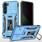 Armor Series for Samsung Galaxy S23+ Kickstand Impact Resistant PC + TPU Hybrid Cover Protective Phone Case with Slide Camera Protector