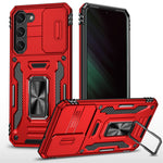 Armor Series for Samsung Galaxy S23+ Kickstand Impact Resistant PC + TPU Hybrid Cover Protective Phone Case with Slide Camera Protector