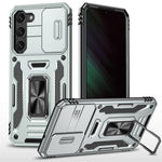 Armor Series for Samsung Galaxy S23+ Kickstand Impact Resistant PC + TPU Hybrid Cover Protective Phone Case with Slide Camera Protector