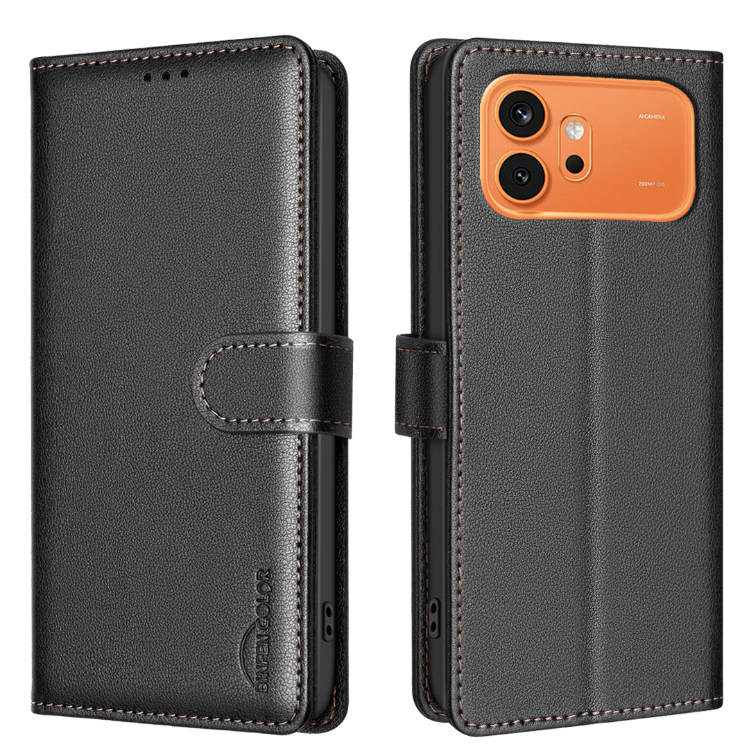 BINFEN COLOR for Honor 600 5G / Honor 600 Pro 5G BF32 Leather Case Wallet RFID Blocking Phone Cover