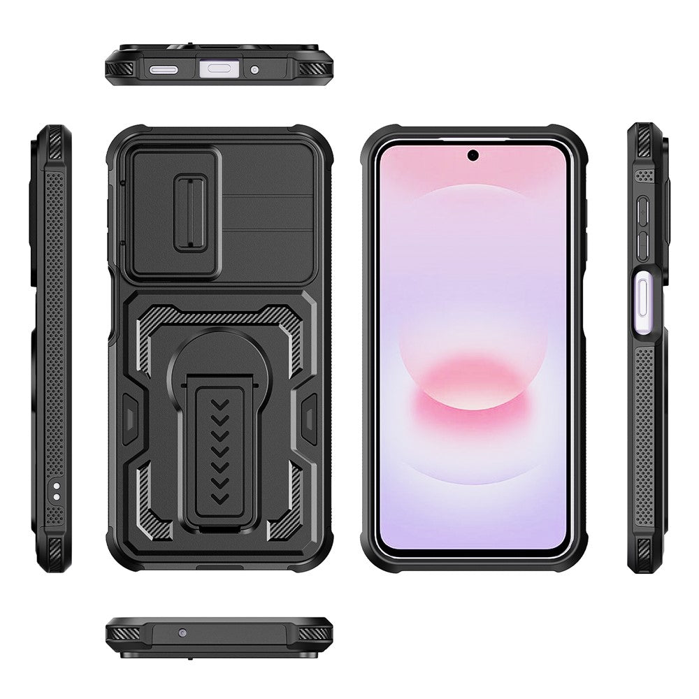 For Samsung Galaxy A27 5G Case Slide Lens Shield PC + TPU Kickstand Phone Cover