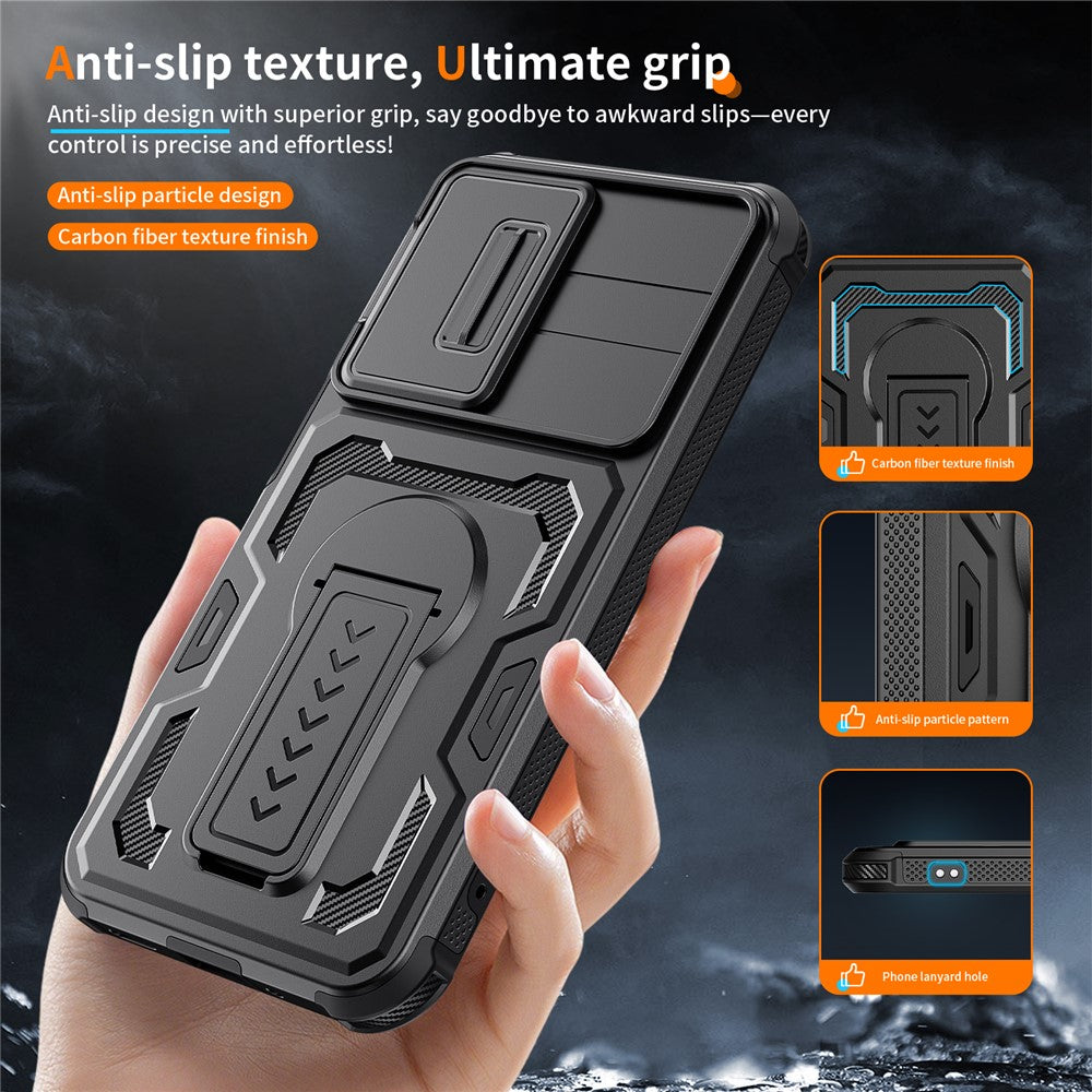 For Samsung Galaxy A27 5G Case Slide Lens Shield PC + TPU Kickstand Phone Cover