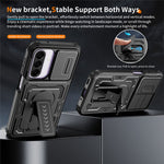For Samsung Galaxy A27 5G Case Slide Lens Shield PC + TPU Kickstand Phone Cover