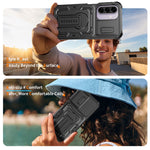 For Samsung Galaxy A27 5G Case Slide Lens Shield PC + TPU Kickstand Phone Cover
