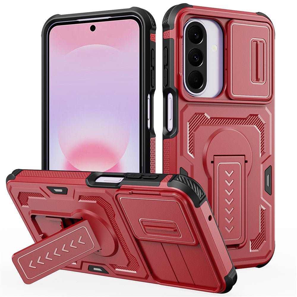 For Samsung Galaxy A27 5G Case Slide Lens Shield PC + TPU Kickstand Phone Cover