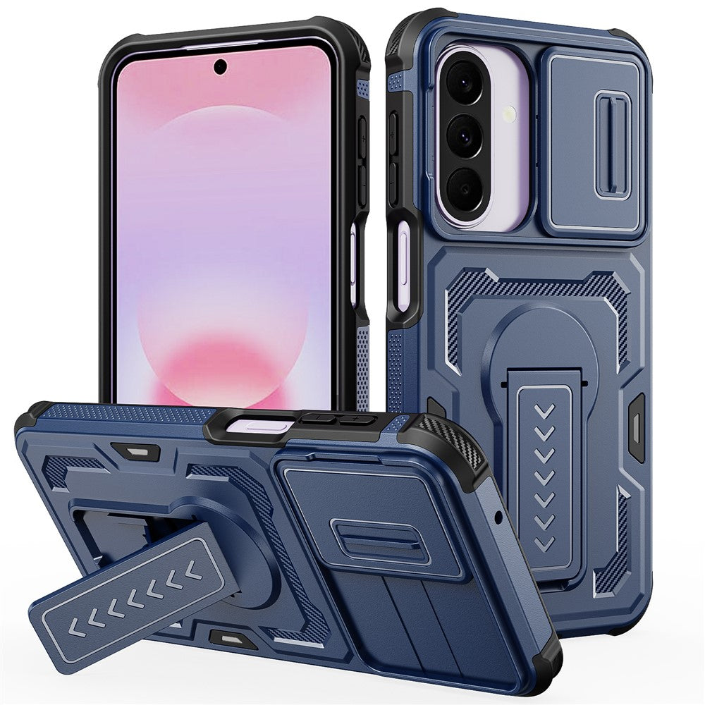 For Samsung Galaxy A27 5G Case Slide Lens Shield PC + TPU Kickstand Phone Cover