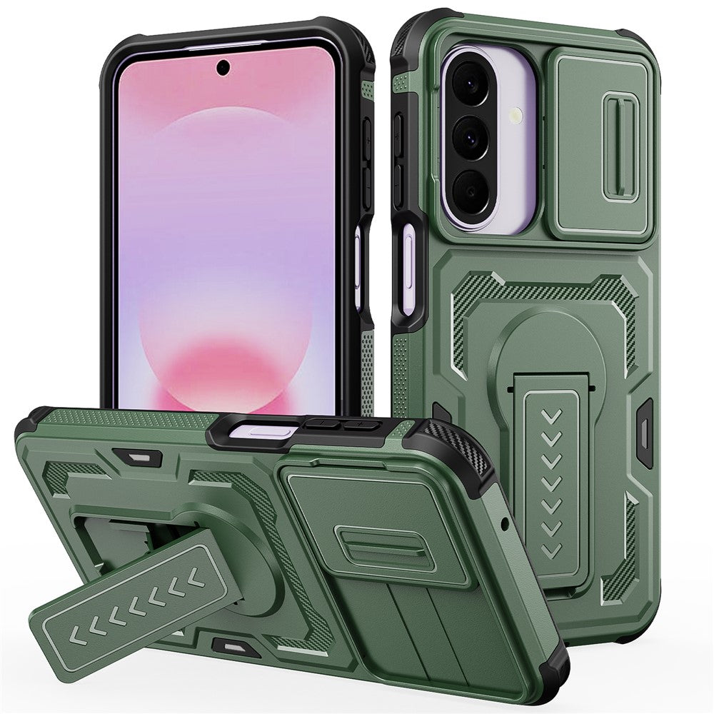 For Samsung Galaxy A27 5G Case Slide Lens Shield PC + TPU Kickstand Phone Cover