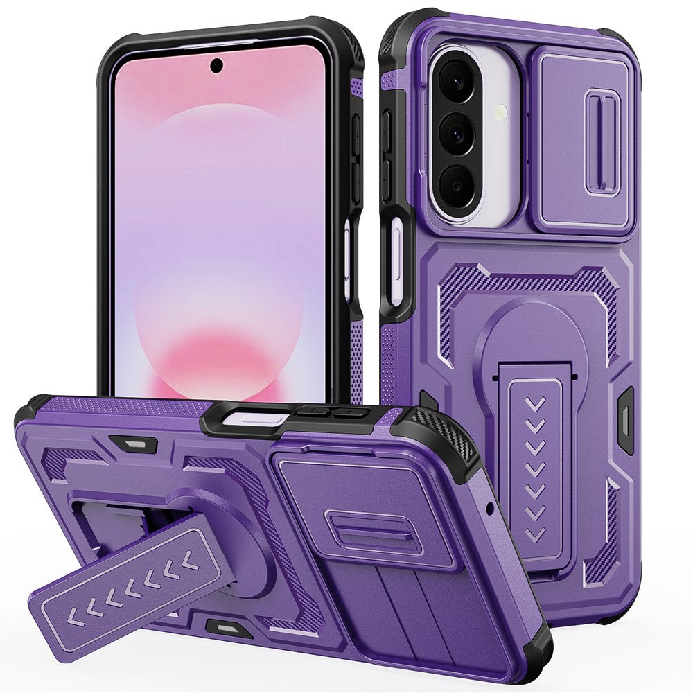 For Samsung Galaxy A27 5G Case Slide Lens Shield PC + TPU Kickstand Phone Cover