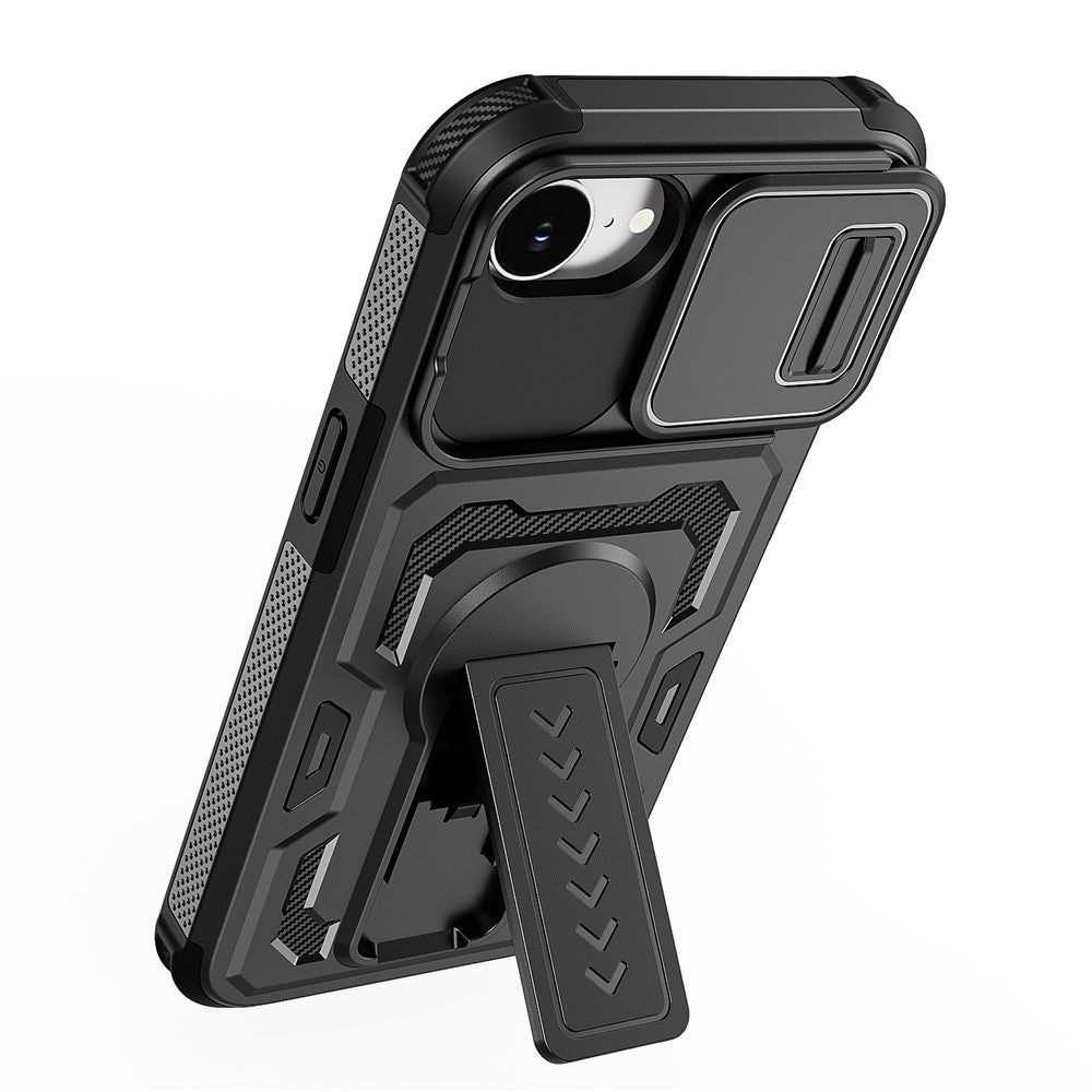 For iPhone 17th / 16th Case Slide Lens Shield PC + TPU Kickstand Phone Cover