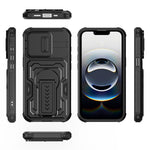 For iPhone 17th / 16th Case Slide Lens Shield PC + TPU Kickstand Phone Cover