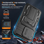 For iPhone 17th / 16th Case Slide Lens Shield PC + TPU Kickstand Phone Cover