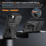 For iPhone 17th / 16th Case Slide Lens Shield PC + TPU Kickstand Phone Cover