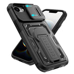 For iPhone 17th / 16th Case Slide Lens Shield PC + TPU Kickstand Phone Cover