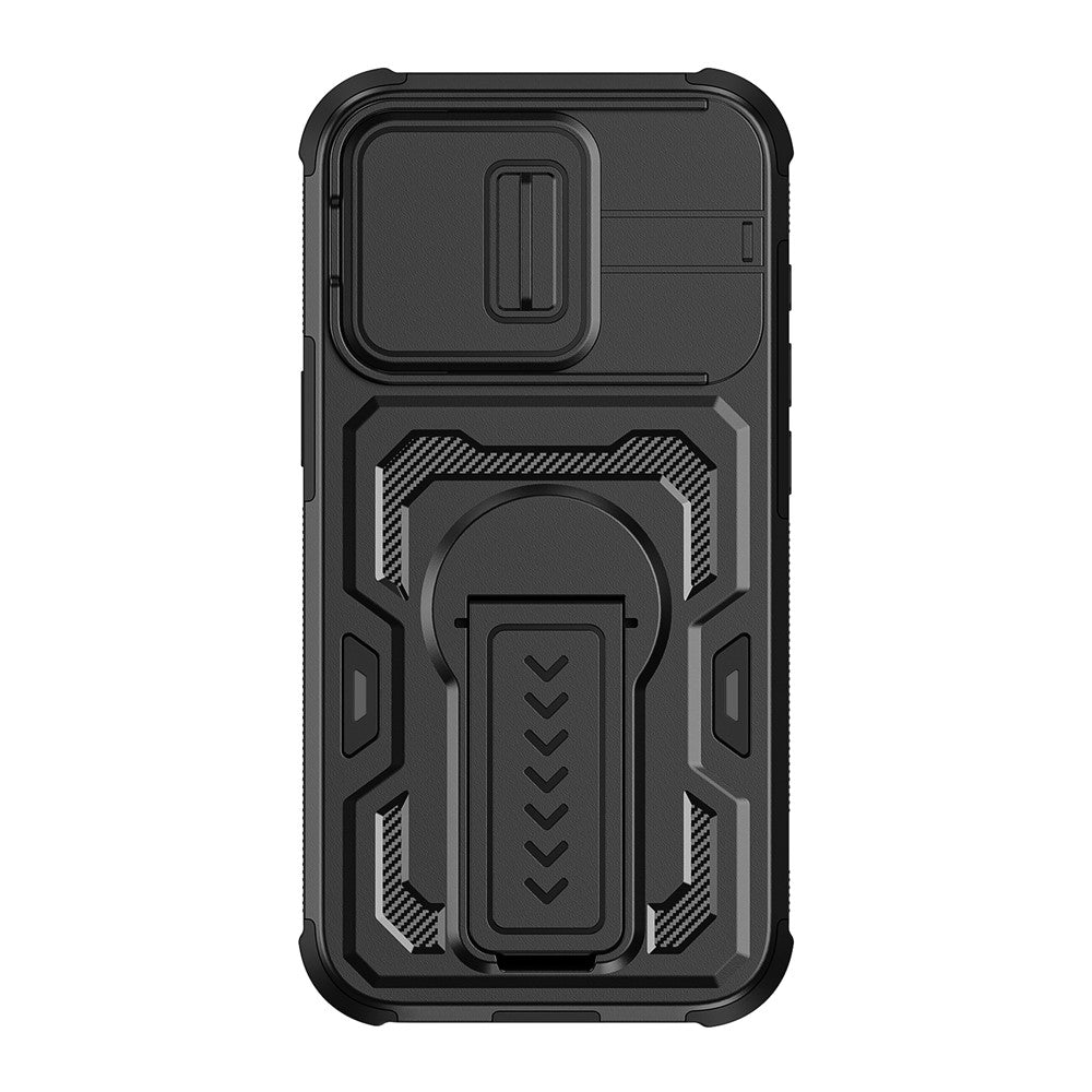 For iPhone 17th / 16th Case Slide Lens Shield PC + TPU Kickstand Phone Cover