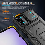 Til Samsung Galaxy A08 5G / A08 4G / A07 5G cover med skydelinseskjold i PC + TPU og støttefod