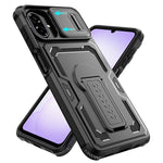 Til Samsung Galaxy A08 5G / A08 4G / A07 5G cover med skydelinseskjold i PC + TPU og støttefod