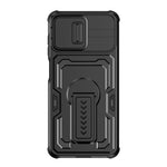 Til Samsung Galaxy A08 5G / A08 4G / A07 5G cover med skydelinseskjold i PC + TPU og støttefod