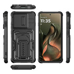 Til Motorola Edge 60 Pro 5G cover, med glidelinsebeskytter, PC + TPU, med støttefod