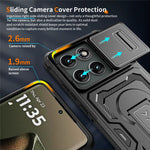 Til Motorola Edge 60 Pro 5G cover, med glidelinsebeskytter, PC + TPU, med støttefod
