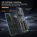 Til Motorola Edge 60 Pro 5G cover, med glidelinsebeskytter, PC + TPU, med støttefod