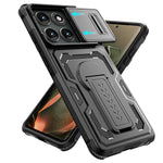 Til Motorola Edge 60 Pro 5G cover, med glidelinsebeskytter, PC + TPU, med støttefod