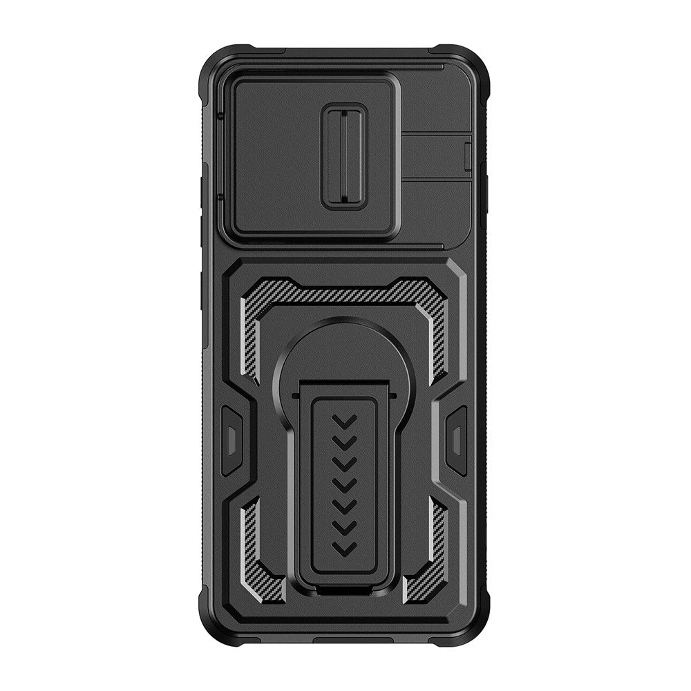 Til Motorola Edge 60 Pro 5G cover, med glidelinsebeskytter, PC + TPU, med støttefod