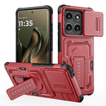 Til Motorola Edge 60 Pro 5G cover, med glidelinsebeskytter, PC + TPU, med støttefod
