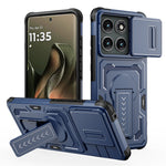 Til Motorola Edge 60 Pro 5G cover, med glidelinsebeskytter, PC + TPU, med støttefod