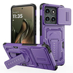 Til Motorola Edge 60 Pro 5G cover, med glidelinsebeskytter, PC + TPU, med støttefod
