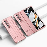 For Samsung Galaxy Z Fold4 5G Folding Phone Cover Kickstand Design PC Case with Lens Film and Screen Film