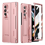For Samsung Galaxy Z Fold4 5G Folding Phone Cover Kickstand Design PC Case with Lens Film and Screen Film