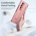 For Samsung Galaxy Z Fold4 5G Folding Phone Cover Kickstand Design PC Case with Lens Film and Screen Film