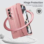 For Samsung Galaxy Z Fold4 5G Folding Phone Cover Kickstand Design PC Case with Lens Film and Screen Film