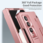 For Samsung Galaxy Z Fold4 5G Folding Phone Cover Kickstand Design PC Case with Lens Film and Screen Film
