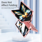 For Samsung Galaxy Z Fold4 5G Folding Phone Cover Kickstand Design PC Case with Lens Film and Screen Film