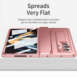 For Samsung Galaxy Z Fold4 5G Folding Phone Cover Kickstand Design PC Case with Lens Film and Screen Film