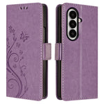 Til Samsung Galaxy Z Fold8 Ultra Læderpung Etui Sommerfugleblomst Præget Telefoncover med Rem