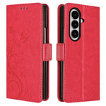 Til Samsung Galaxy Z Fold8 Ultra Læderpung Etui Sommerfugleblomst Præget Telefoncover med Rem