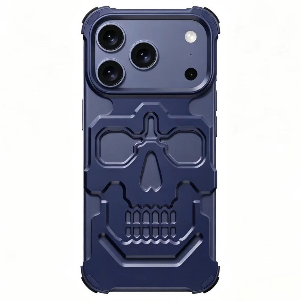 For iPhone 17 Pro Case Skull Armor Design Drop Protection Aluminum Alloy Hard Shell Cover