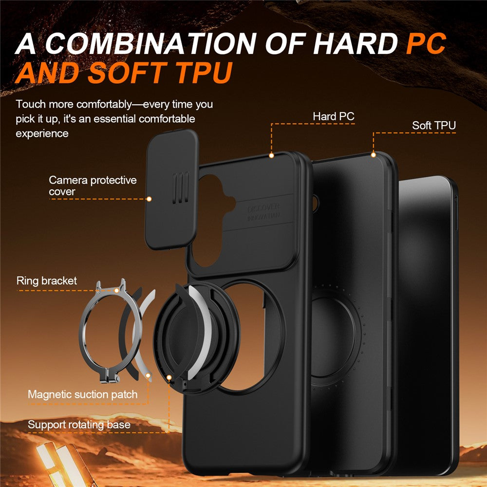 For Samsung Galaxy A27 5G Case Magnetic Case Ring Kickstand Slide Camera Cover TPU PC Hybrid Phone Shell