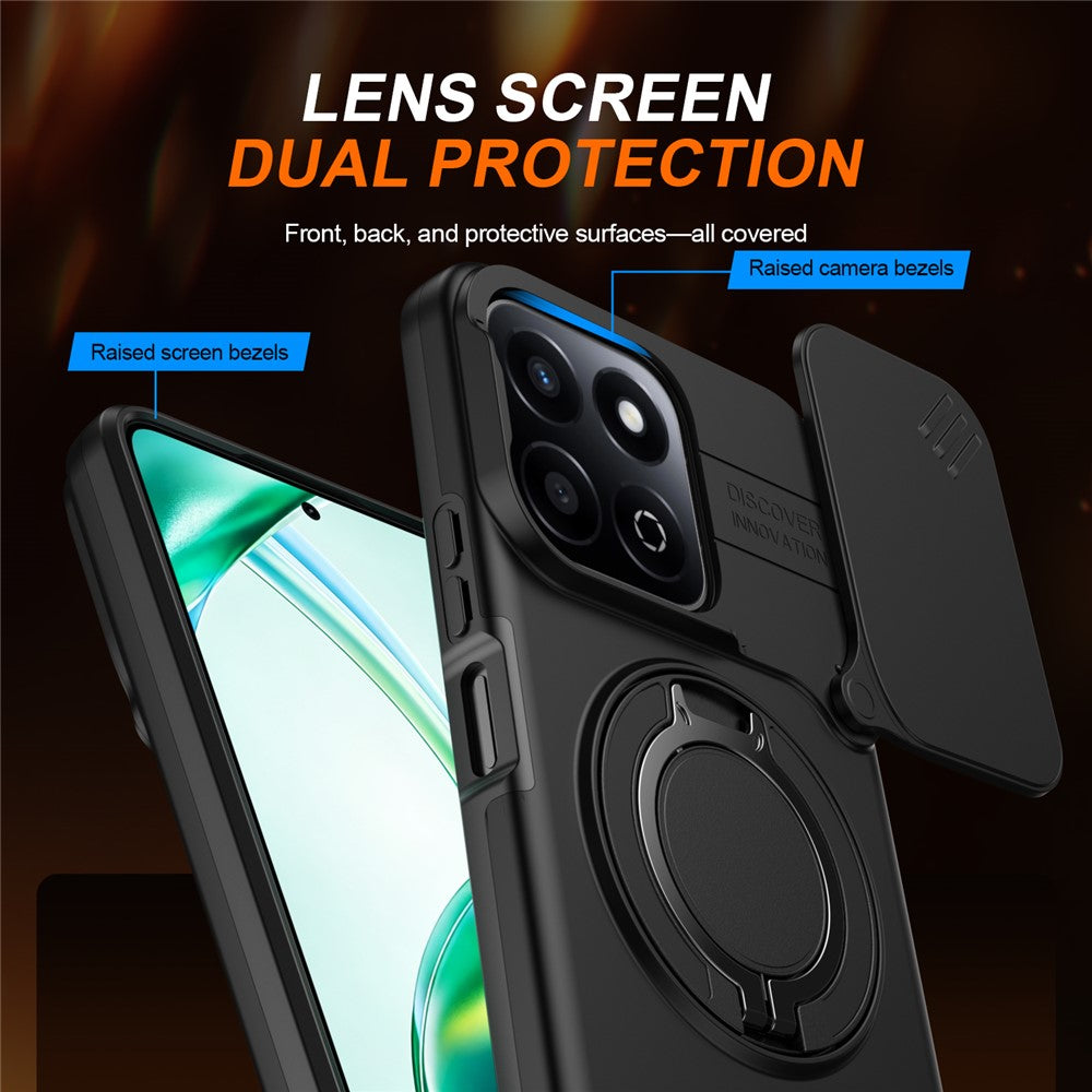 For Honor 200 Smart 5G / X7c 4G / X7c 5G Case Magnetic Case Ring Kickstand Slide Camera Cover TPU PC Hybrid Phone Shell