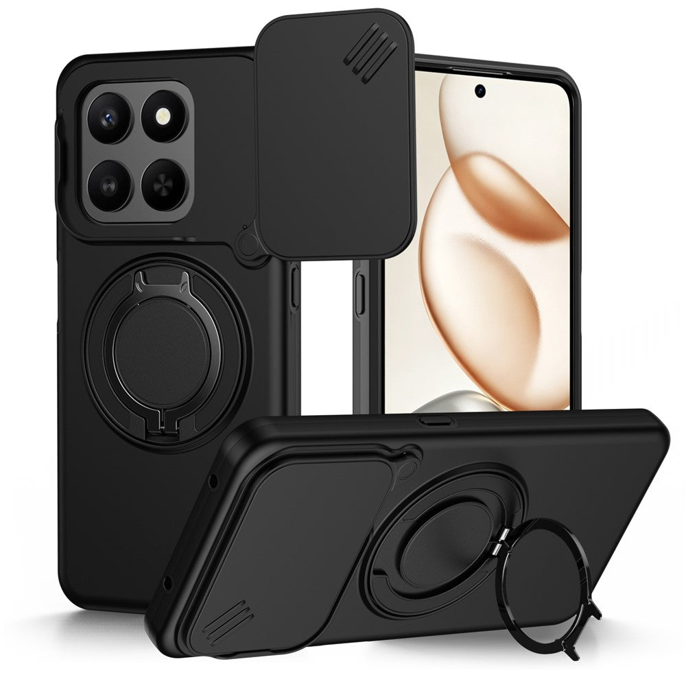 For Honor 400 Smart 4G  /  400 Smart 5G  /  X7d 4G Case Magnetic Case Ring Kickstand Slide Camera Cover TPU PC Hybrid Phone Shell