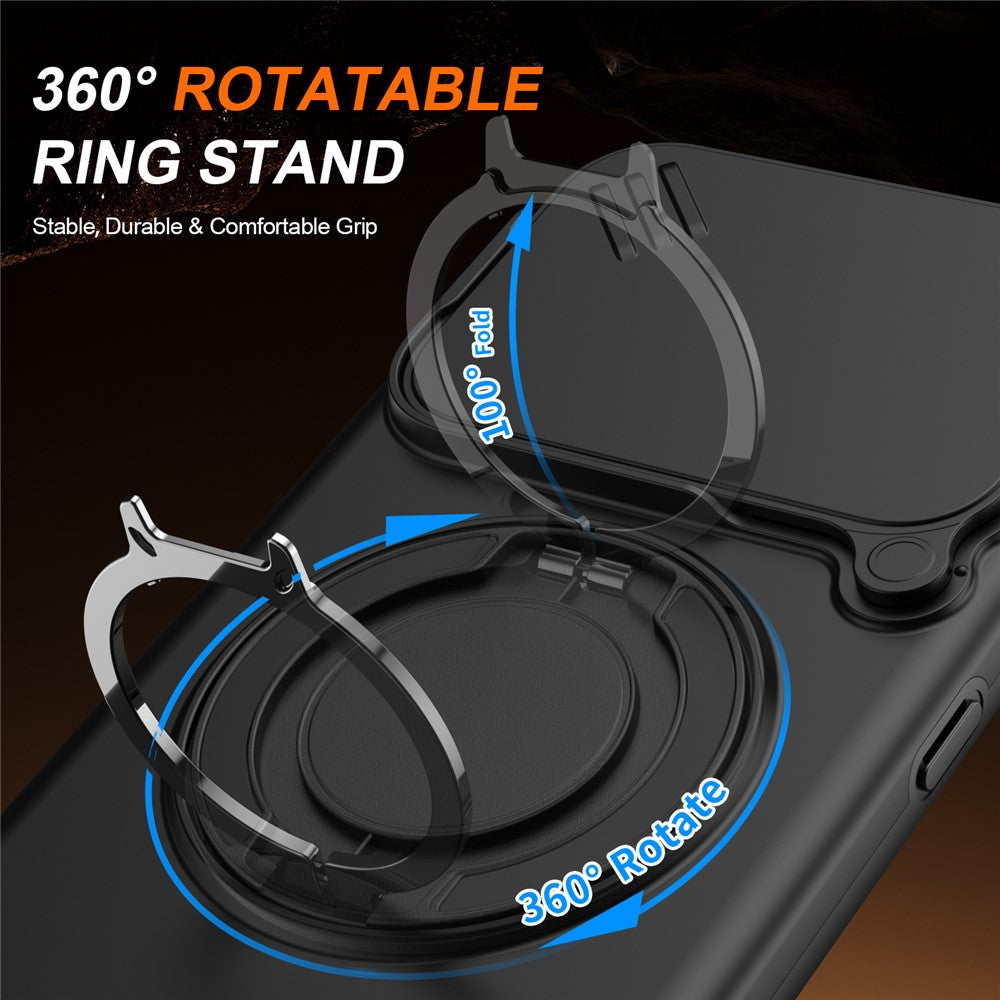 For Honor 400 Smart 4G  /  400 Smart 5G  /  X7d 4G Case Magnetic Case Ring Kickstand Slide Camera Cover TPU PC Hybrid Phone Shell