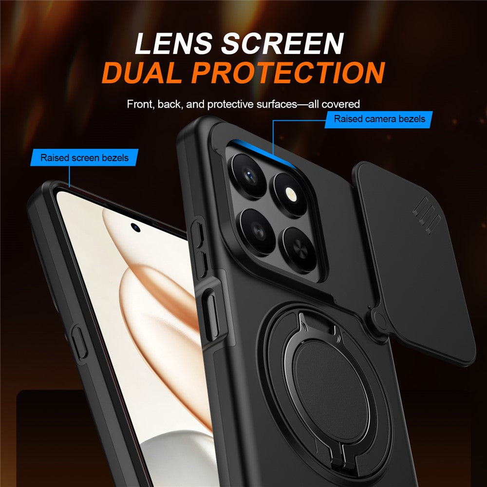 For Honor 400 Smart 4G  /  400 Smart 5G  /  X7d 4G Case Magnetic Case Ring Kickstand Slide Camera Cover TPU PC Hybrid Phone Shell