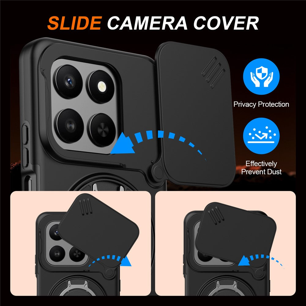 For Honor 400 Smart 4G  /  400 Smart 5G  /  X7d 4G Case Magnetic Case Ring Kickstand Slide Camera Cover TPU PC Hybrid Phone Shell