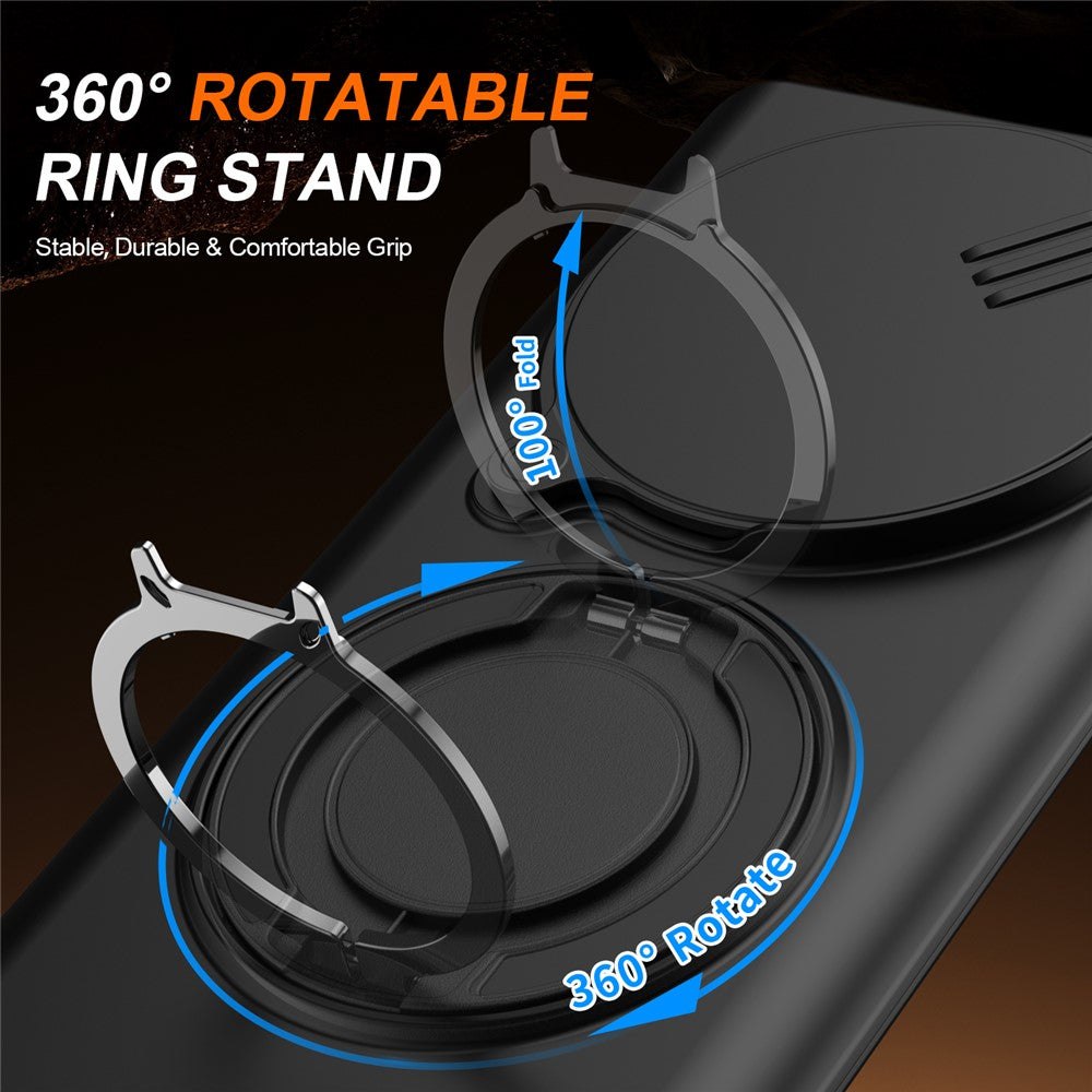 For Honor Magic7 Lite 5G  /  X60 Pro 5G  /  X9c 5G Case Magnetic Case Ring Kickstand Slide Camera Cover TPU PC Hybrid Phone Shell