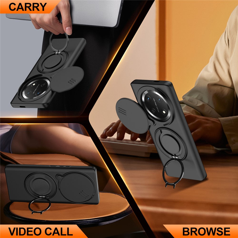 For Honor Magic7 Lite 5G  /  X60 Pro 5G  /  X9c 5G Case Magnetic Case Ring Kickstand Slide Camera Cover TPU PC Hybrid Phone Shell